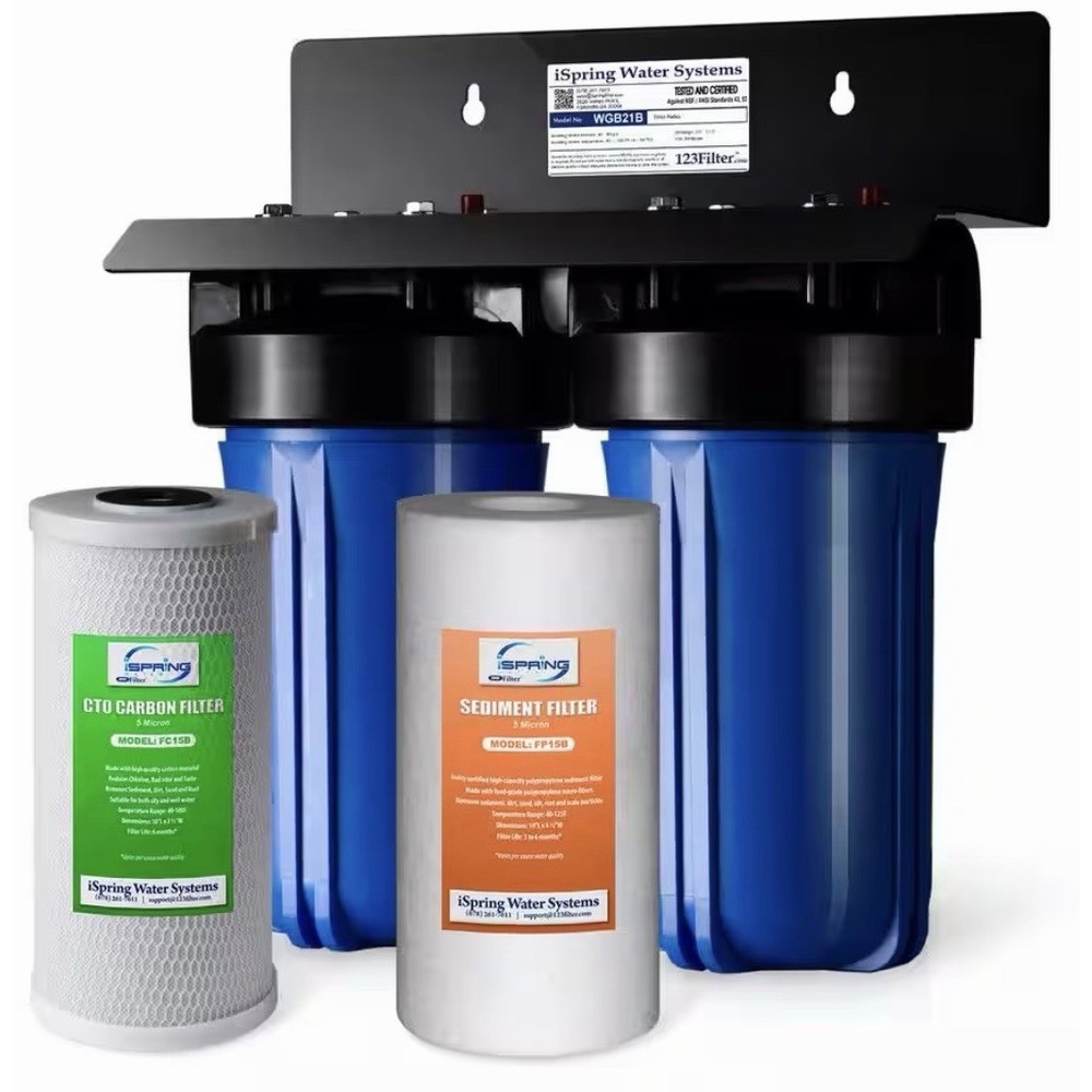 iSpring WGB21B 2-Stage Whole House Water Filtration System, with 10" x 4.5